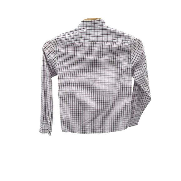 UNTUCKit Button Up Dress Shirt Men's Large Long Sleeve White Burgandy Plaid - Picture 3 of 5